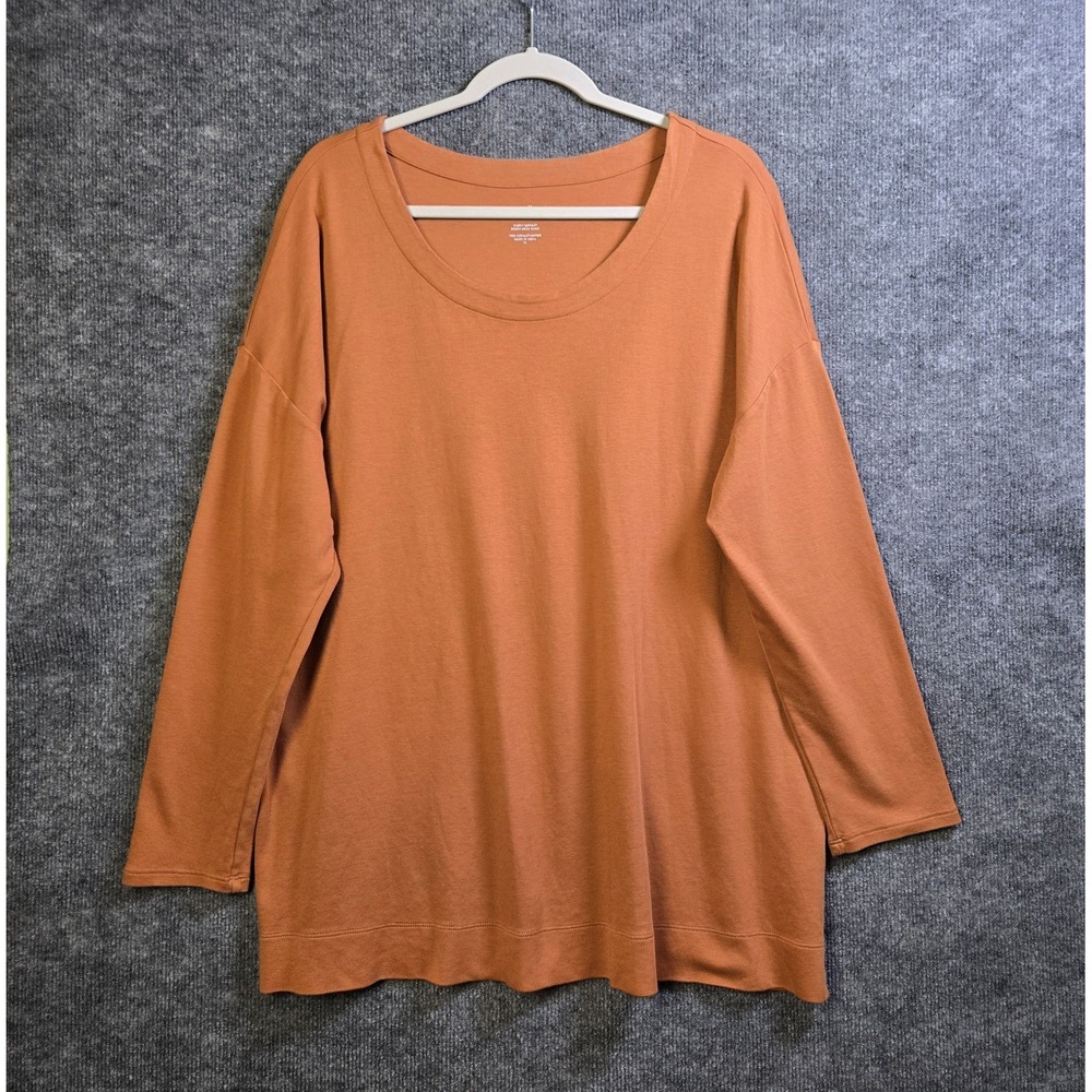 J. Jill T Shirt Womens XL Pumpkin Spice Scoop Neck Cotton Tunic Relaxed